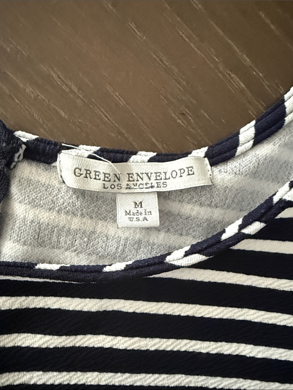 Green Envelope Navy and White Striped Knit Top - Picture 2 of 3